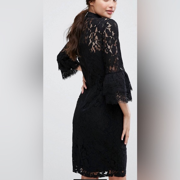 Paper Dolls Women's High Neck Midi Lace Dress with Double Frill Sleeve Size 8 - Picture 4 of 10